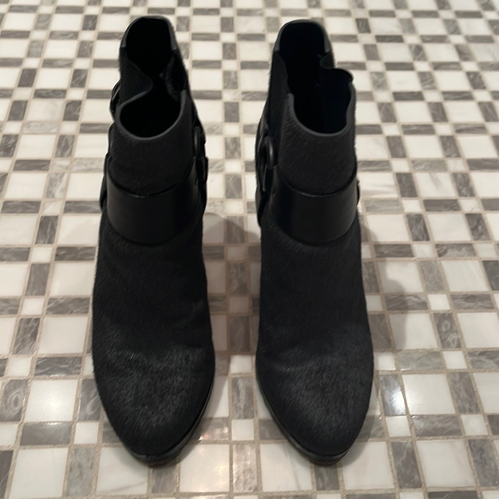 Elie tahari dark grey pony hair boots